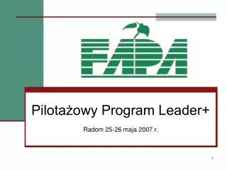 pilota owy program leader radom 25 26 maja 2007 r