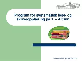 program for systematisk lese og skriveoppl ring p 1 4 trinn