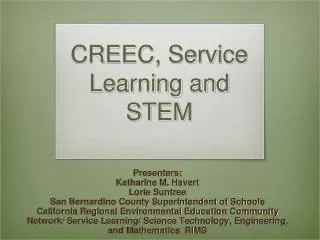 CREEC, Service Learning and STEM