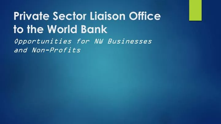 private sector liaison office to the world bank