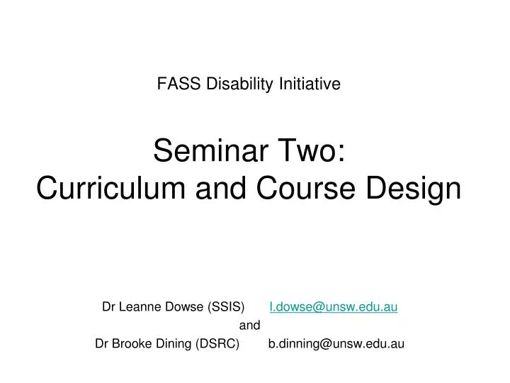 fass disability initiative seminar two curriculum and course design
