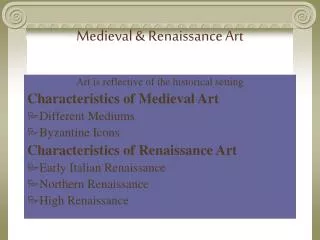 Medieval &amp; Renaissance Art