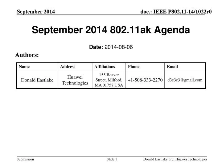 september 2014 802 11ak agenda