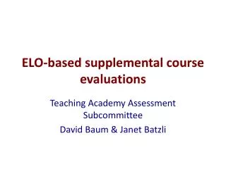 ELO-based supplemental course evaluations