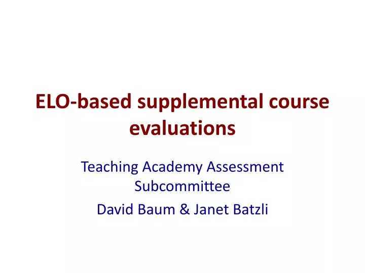 elo based supplemental course evaluations