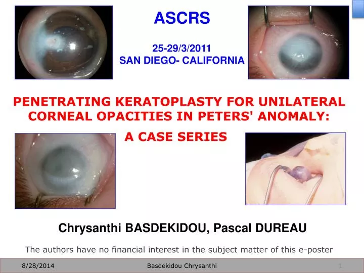 penetrating keratoplasty for unilateral corneal opacities in peters anomaly a case series