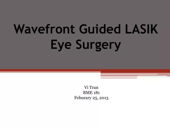 wavefront guided lasik eye surgery