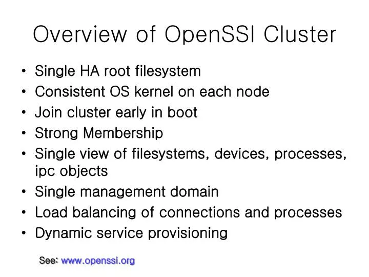 overview of openssi cluster