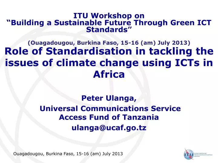 role of standardisation in tackling the issues of climate change using icts in africa