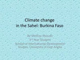 Climate change in the Sahel: Burkina Faso