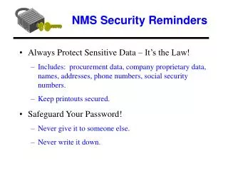 NMS Security Reminders