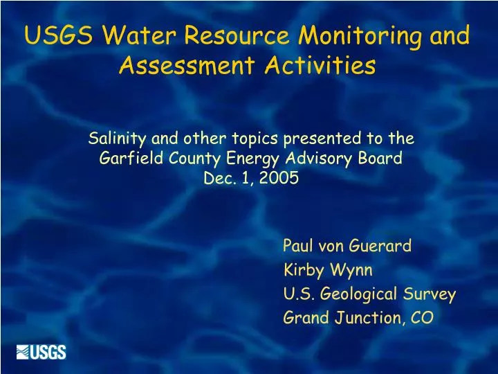 usgs water resource monitoring and assessment activities