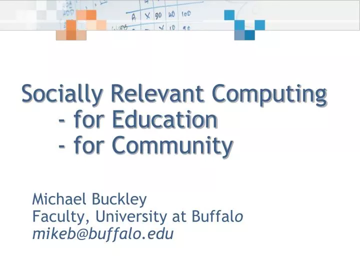 socially relevant computing for education for community