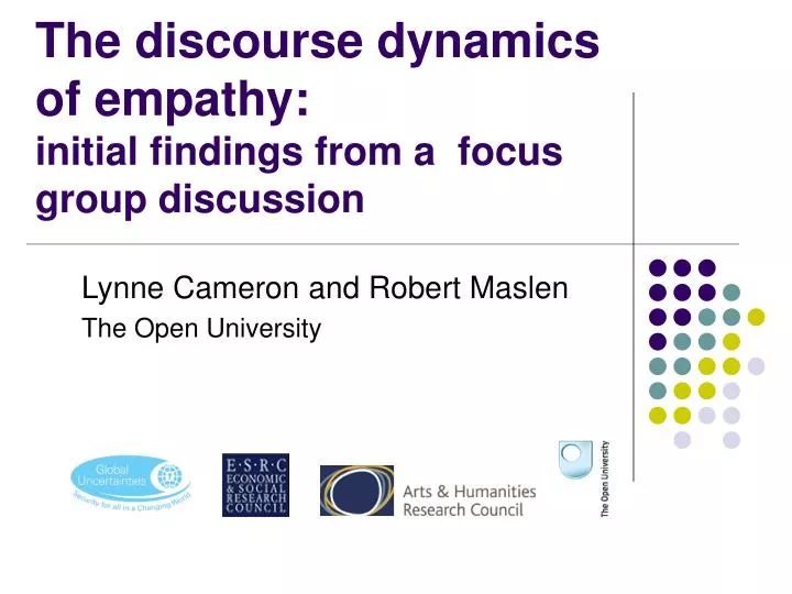 the discourse dynamics of empathy initial findings from a focus group discussion