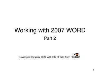Working with 2007 WORD