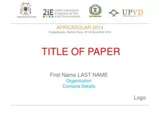 AFRICASOLAR 2014 Ouagadougou, Burkina Faso, 20-22 November 2014