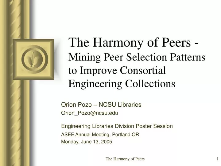 the harmony of peers mining peer selection patterns to improve consortial engineering collections