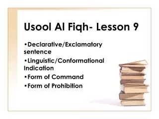 Usool Al Fiqh- Lesson 9