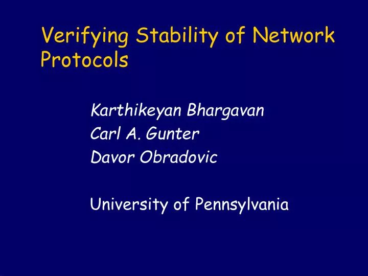 verifying stability of network protocols