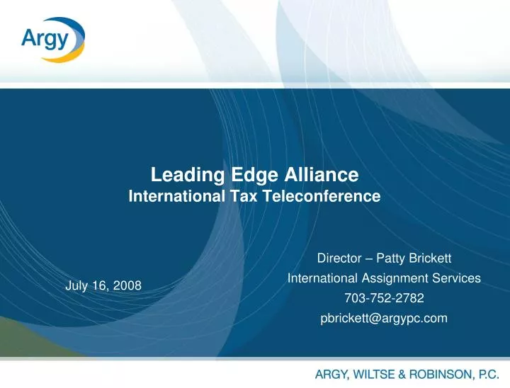 leading edge alliance international tax teleconference