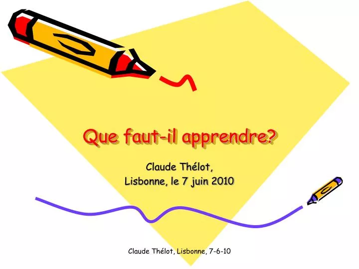 que faut il apprendre