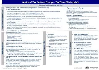 A summary of our work for TaxTime 2010