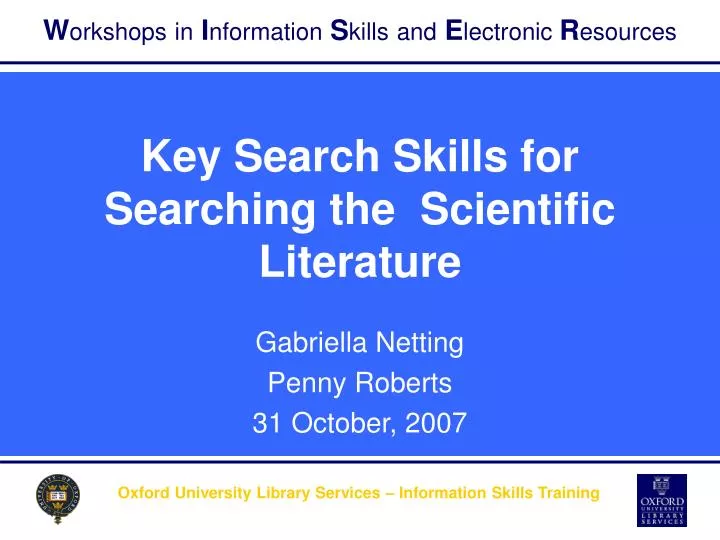 key search skills for searching the scientific literature