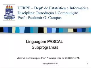 linguagem pascal subprogramas