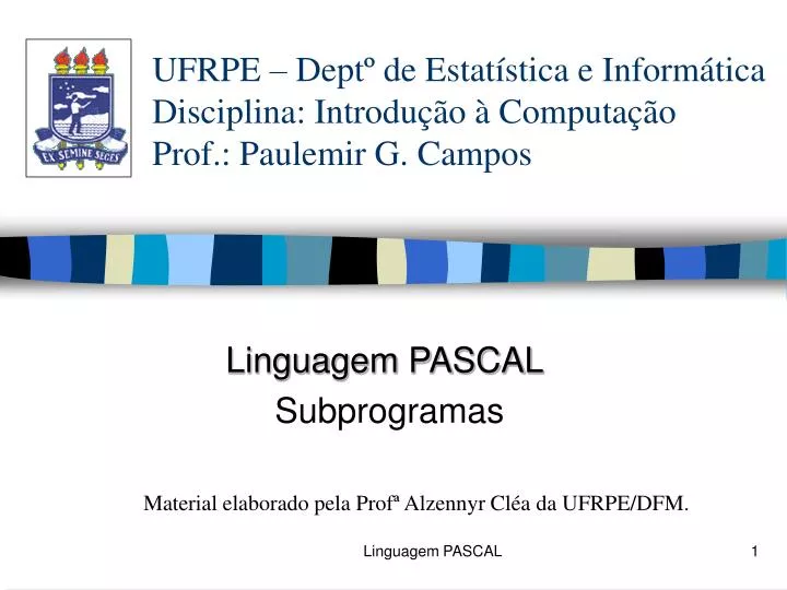 linguagem pascal subprogramas