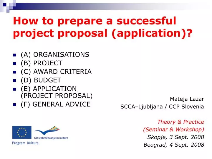 how to prepare a successful project proposal application
