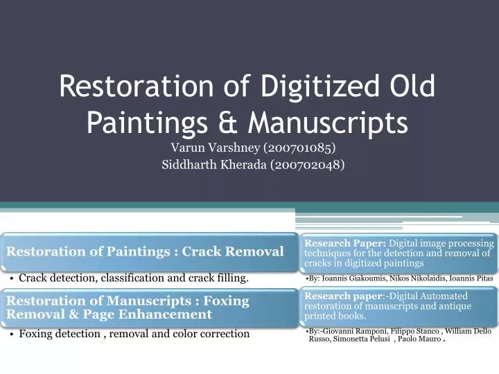 restoration of digitized old paintings manuscripts