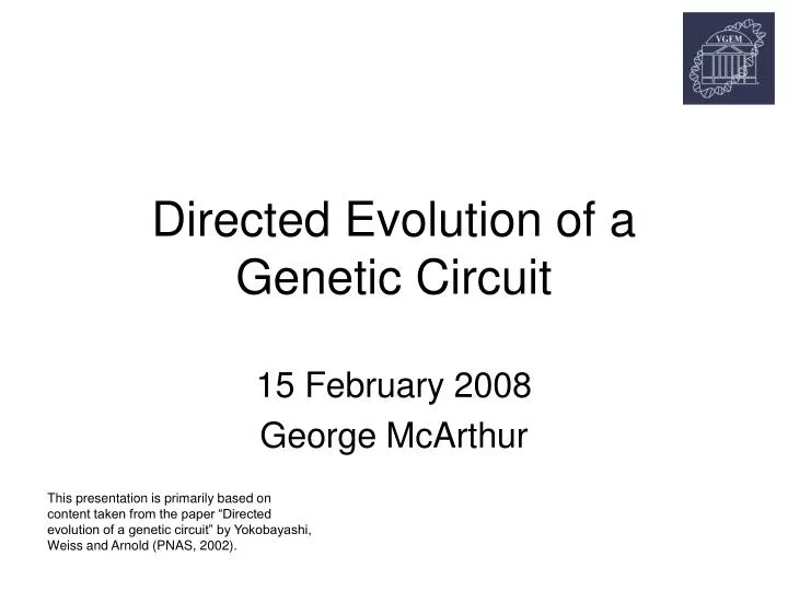 directed evolution of a genetic circuit