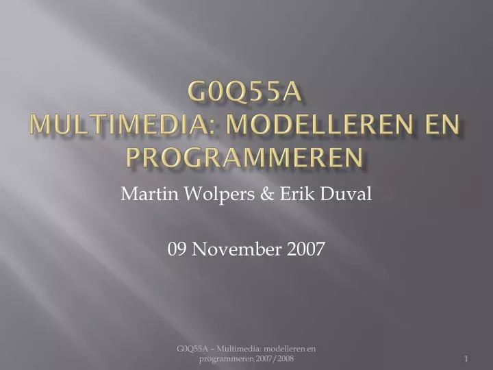 g0q55a multimedia modelleren en programmeren