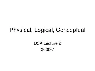 Physical, Logical, Conceptual