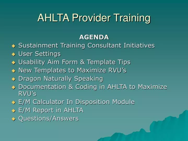 ahlta provider training