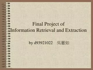 Final Project of Information Retrieval and Extraction