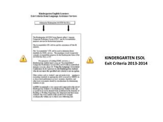 KINDERGARTEN ESOL Exit Criteria 2013-2014