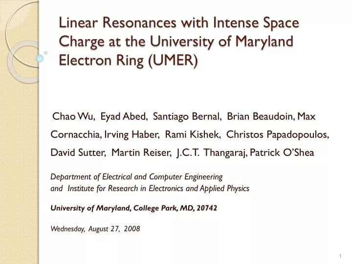 linear resonances with intense space charge at the university of maryland electron ring umer