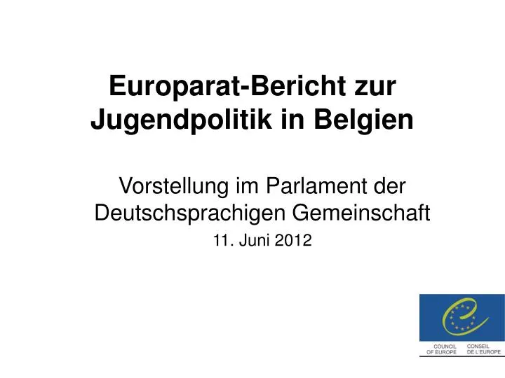 europarat bericht zur jugendpolitik in belgien
