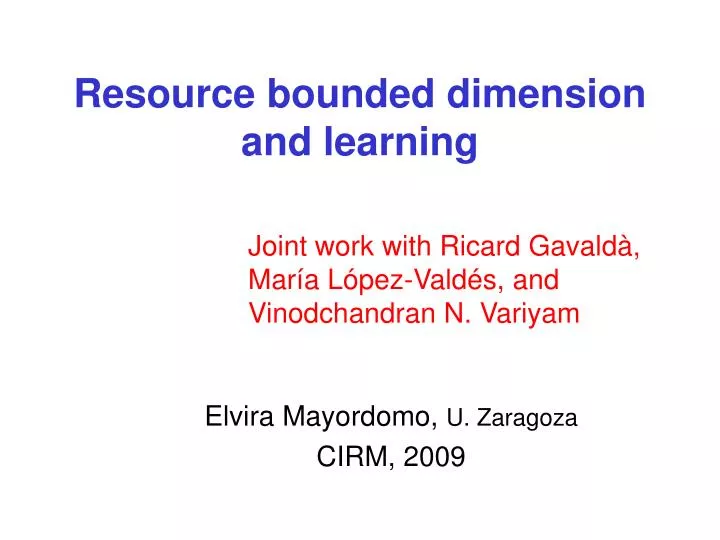 resource bounded dimension and learning