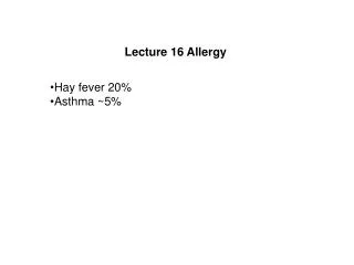 Lecture 16 Allergy