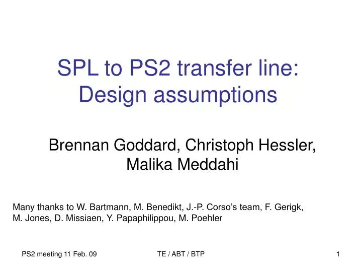 spl to ps2 transfer line design assumptions