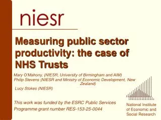 Measuring public sector productivity: the case of NHS Trusts