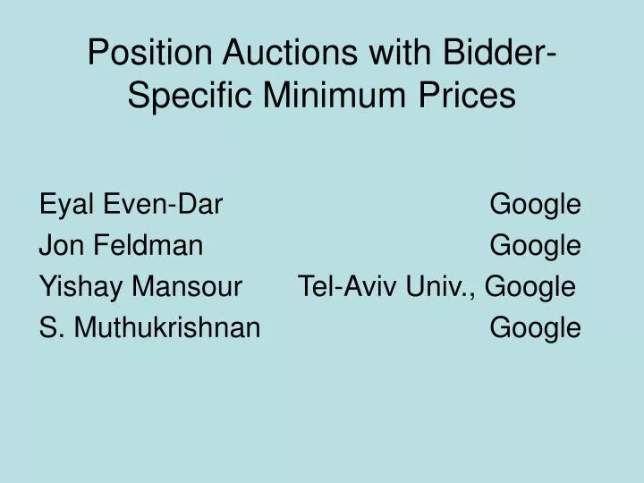 position auctions with bidder specific minimum prices