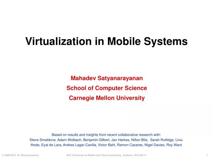 virtualization in mobile systems