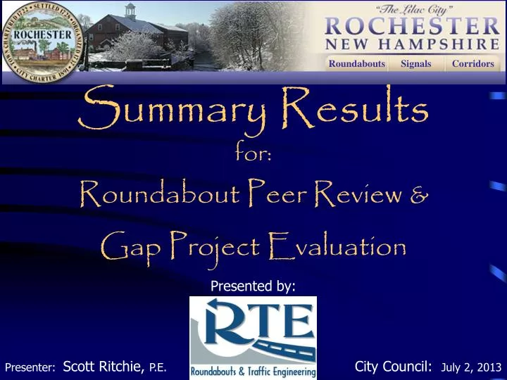 summary results for roundabout peer review gap project evaluation