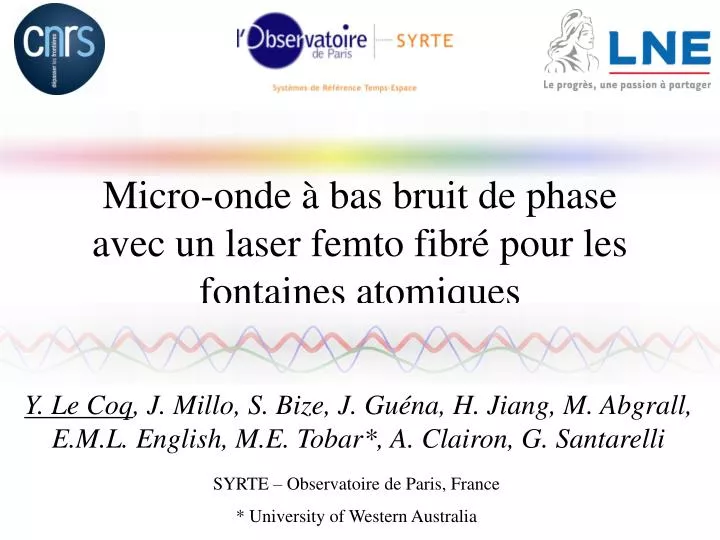 micro onde bas bruit de phase avec un laser femto fibr pour les fontaines atomiques