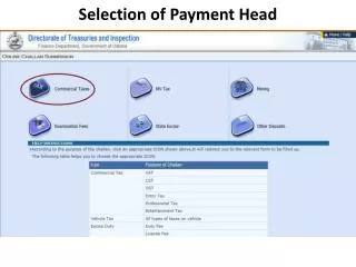 Selection of Payment Head