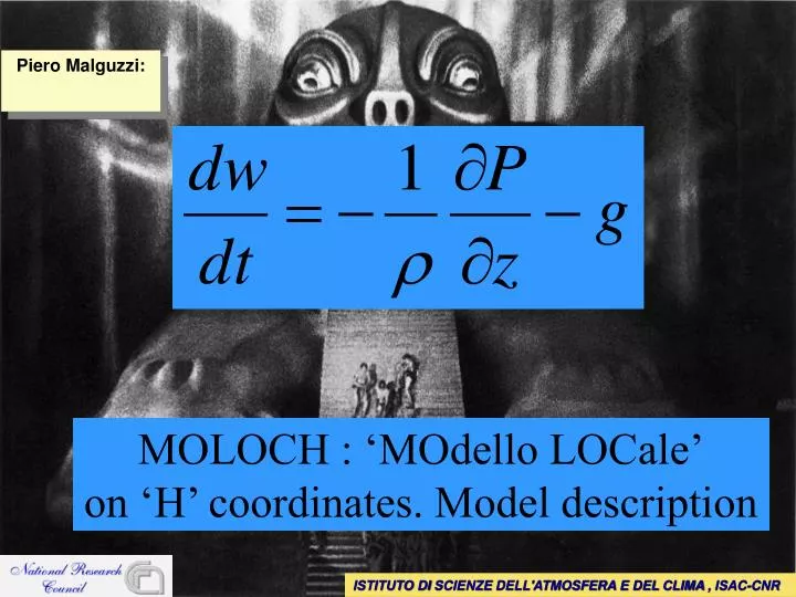 moloch modello locale on h coordinates model description