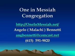 One in Messiah Congregation
